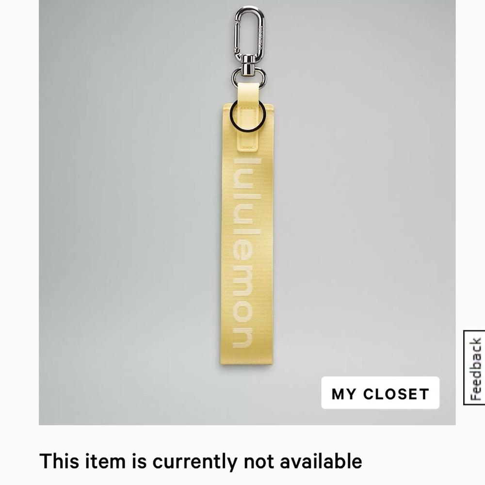 Lululemon yellow Never Lost Keychain Strap